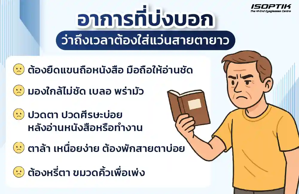 อาการที่บ่งบอกว่าถึงเวลาต้องใส่แว่นสายตายาว