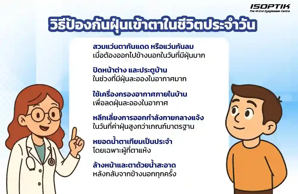  วิธีป้องกันฝุ่นเข้าตาในชีวิตประจำวัน
