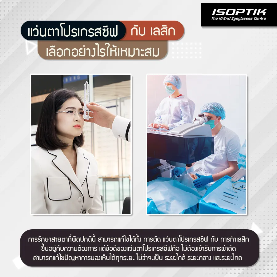 เปรียบเทียบ แว่นตาโปรเกรสซีฟ ISOPTIK กับ การทำเลสิก