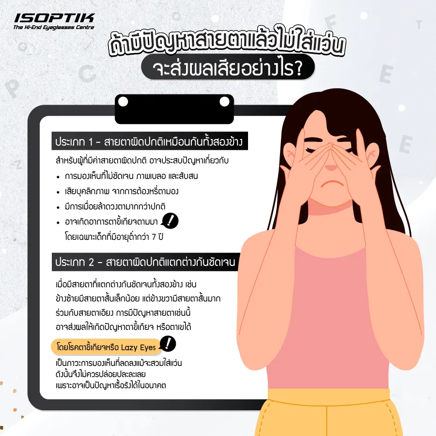 สายตาผิดปกติ แต่ไม่ใส่ แว่นตาเลนส์โปรเกรสซีฟ ส่งผลเสียหรือไม่ ?