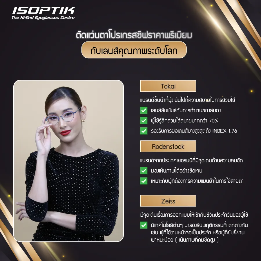 ตัดแว่น Progressive ราคา พรีเมียม ที่ ISOPTIK ได้อะไรบ้าง?