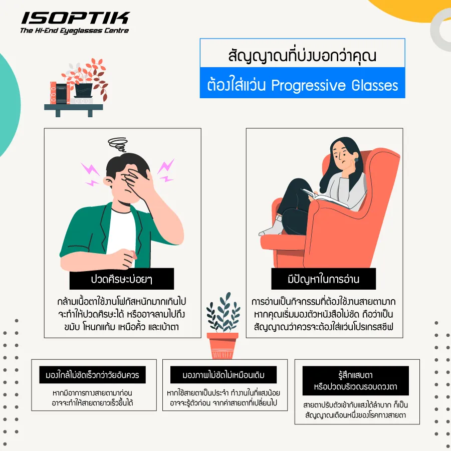 ปวดศีรษะ มองใกล้ไม่ชัด สัญญาณเตือนว่าต้องใส่ Progressive Glasses !