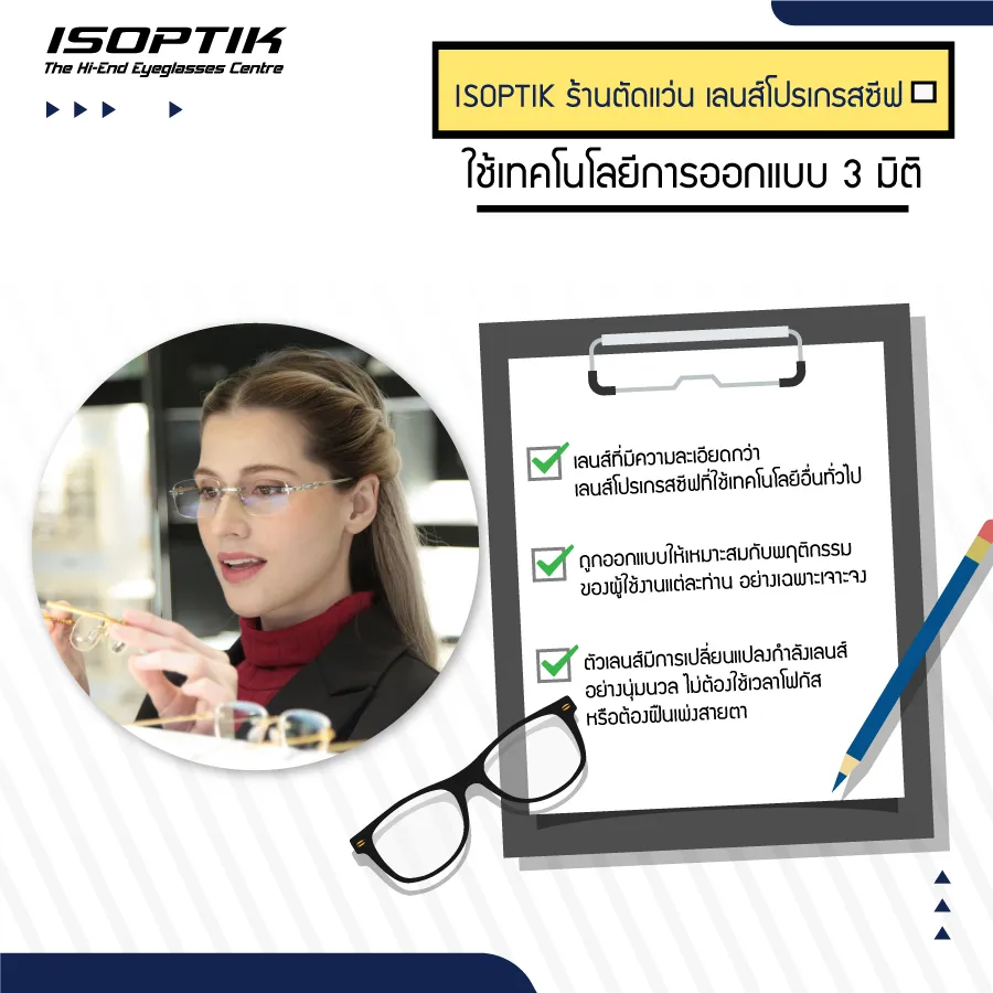 ร้านตัดแว่น เลนส์โปรเกรสซีฟ เฉพาะบุคคล ด้วยเทคโนโลยีออกแบบ 3 มิติ